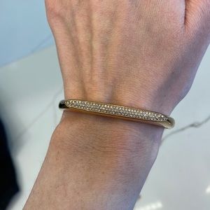 Michael Kors Rose Gold Tone Stainless Steel Bangle Bracelet Crystal